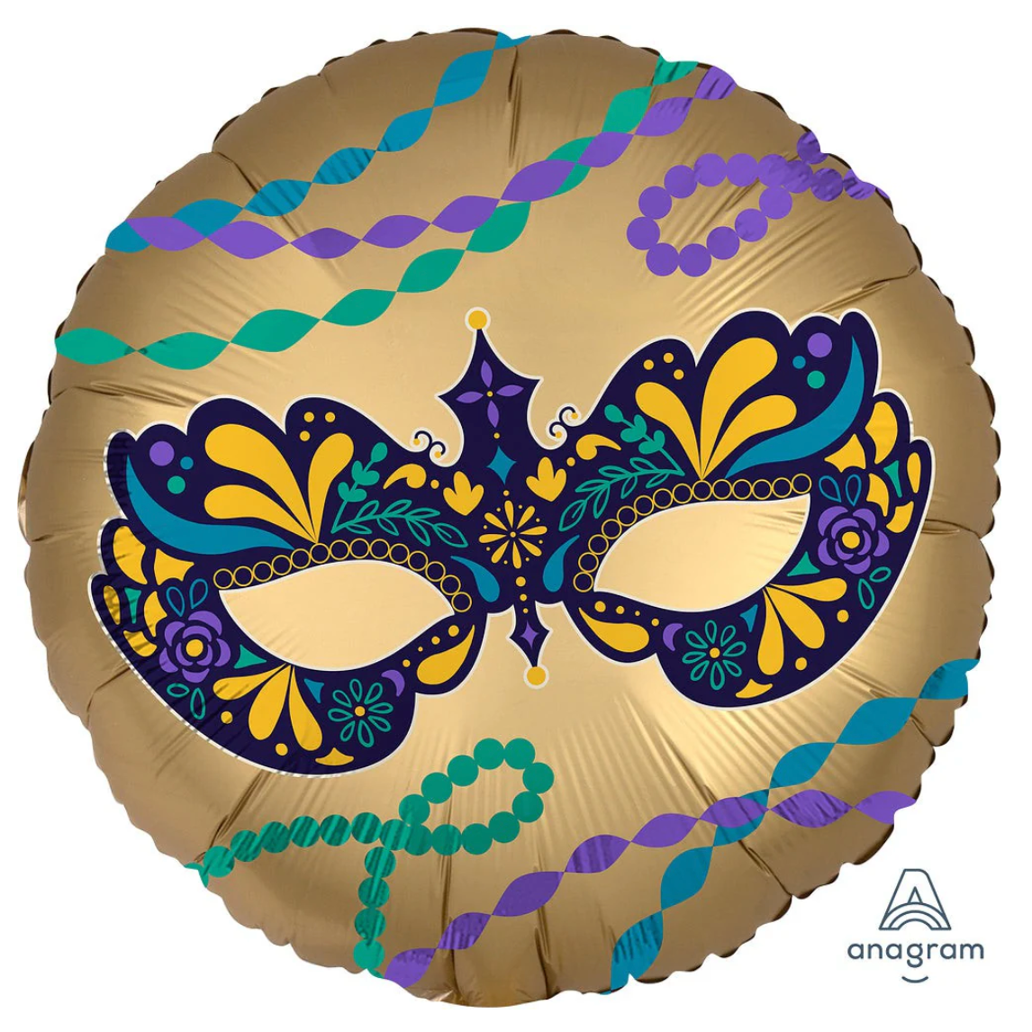18" Round Satin Mardi Gras Mask