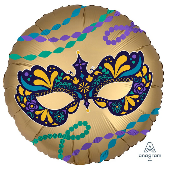 18" Round Satin Mardi Gras Mask