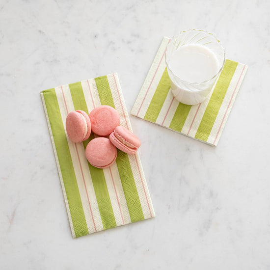 Green & Pink Awning Stripe Guest Napkins