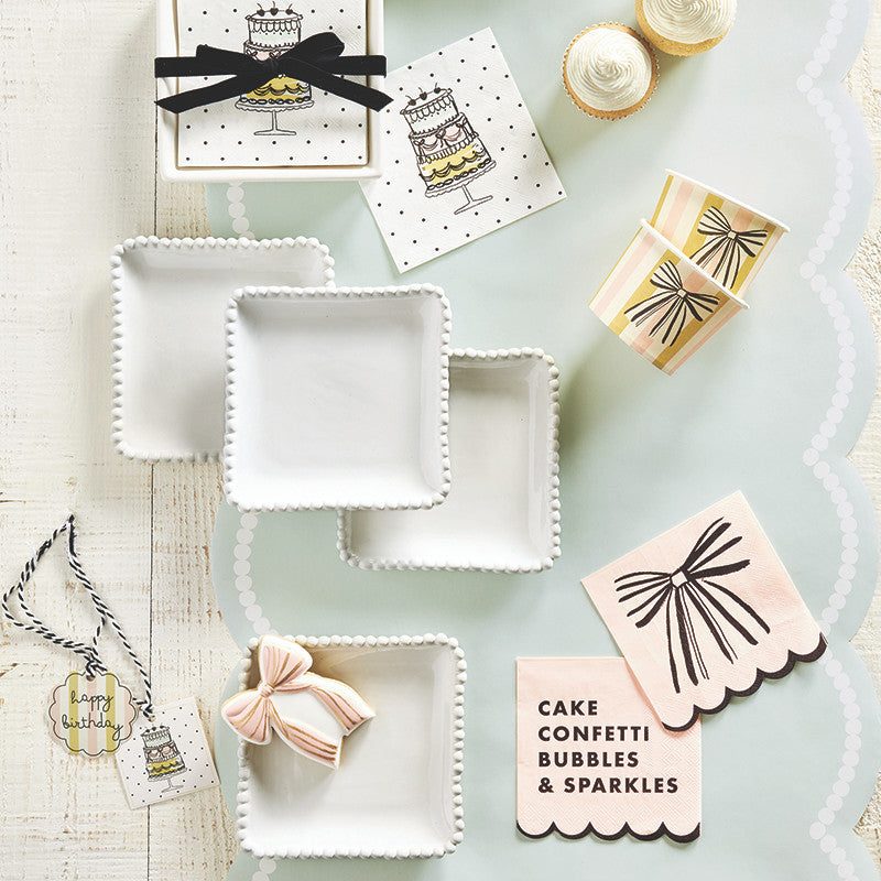 Pink Bow Scalloped Cocktail Napkin