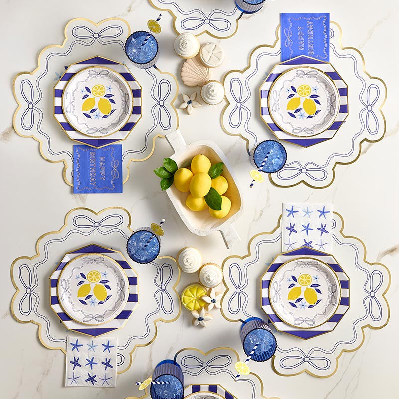 Blue Stripe Decagon Plate