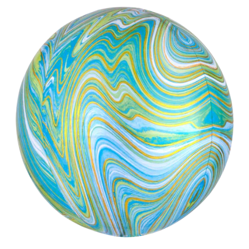 16" Blue and Green Marble Orbz Mylar