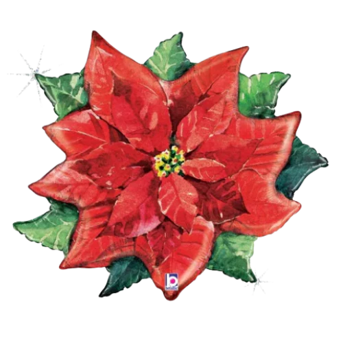 34" Watercolor Poinsettia Mylar