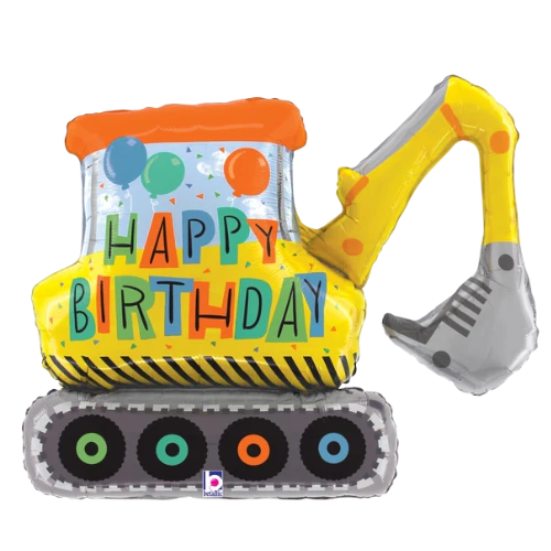 31" Construction Excavator Birthday Mylar