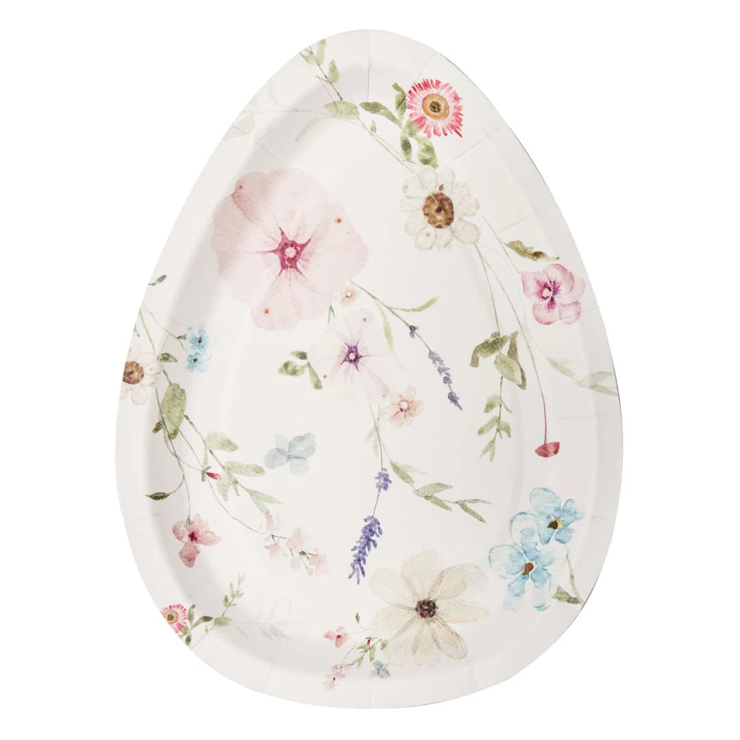 Egg-Shaped Floral Salad Plate