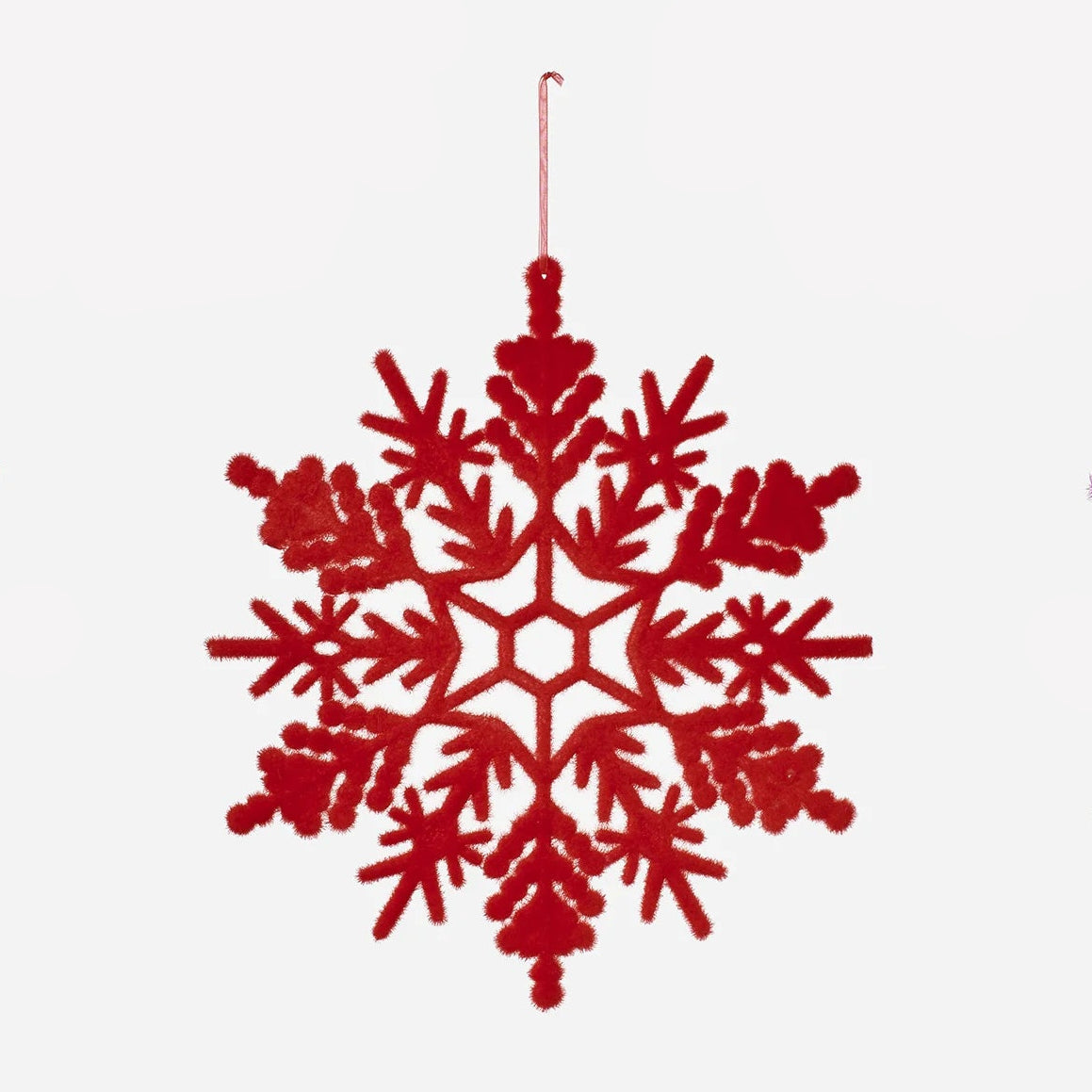12" Flocked Snowflake Ornament