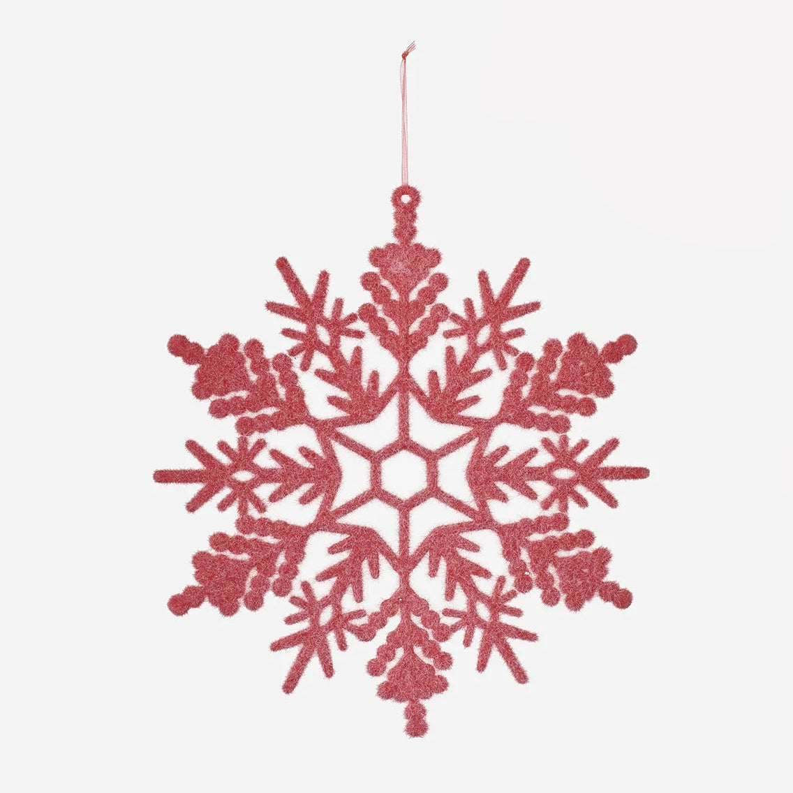 12" Flocked Snowflake Ornament