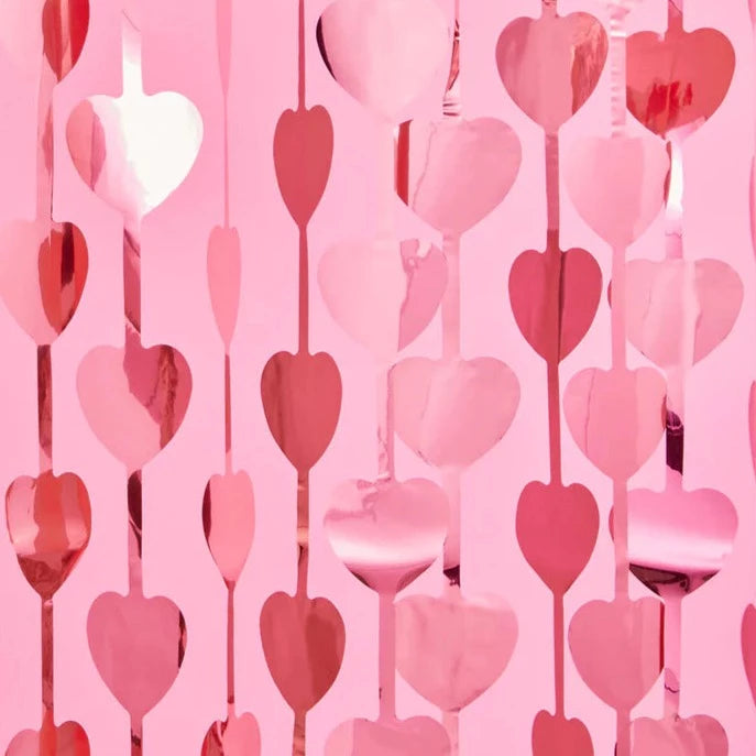 Load image into Gallery viewer, Rose Gold Heart Foil Curtain
