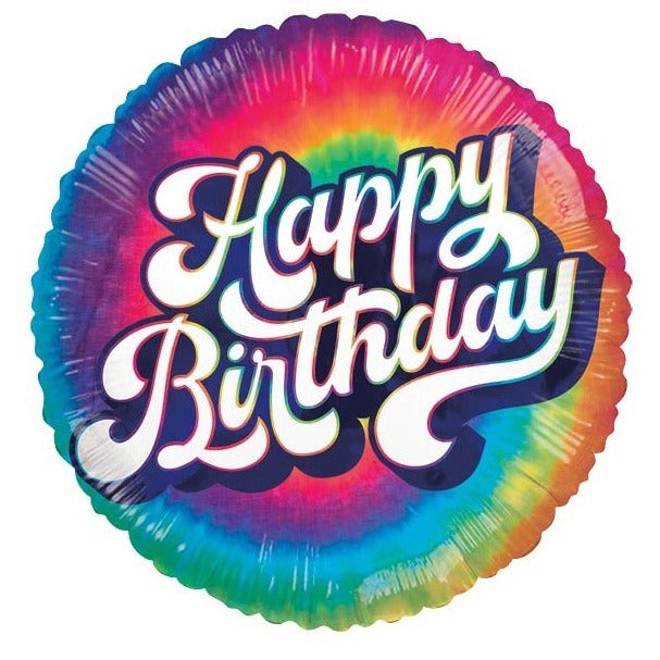 17" Groovy Happy Birthday Tie Dye Bubble Balloon