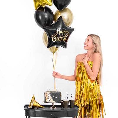 18" Black Birthday Star Mylar