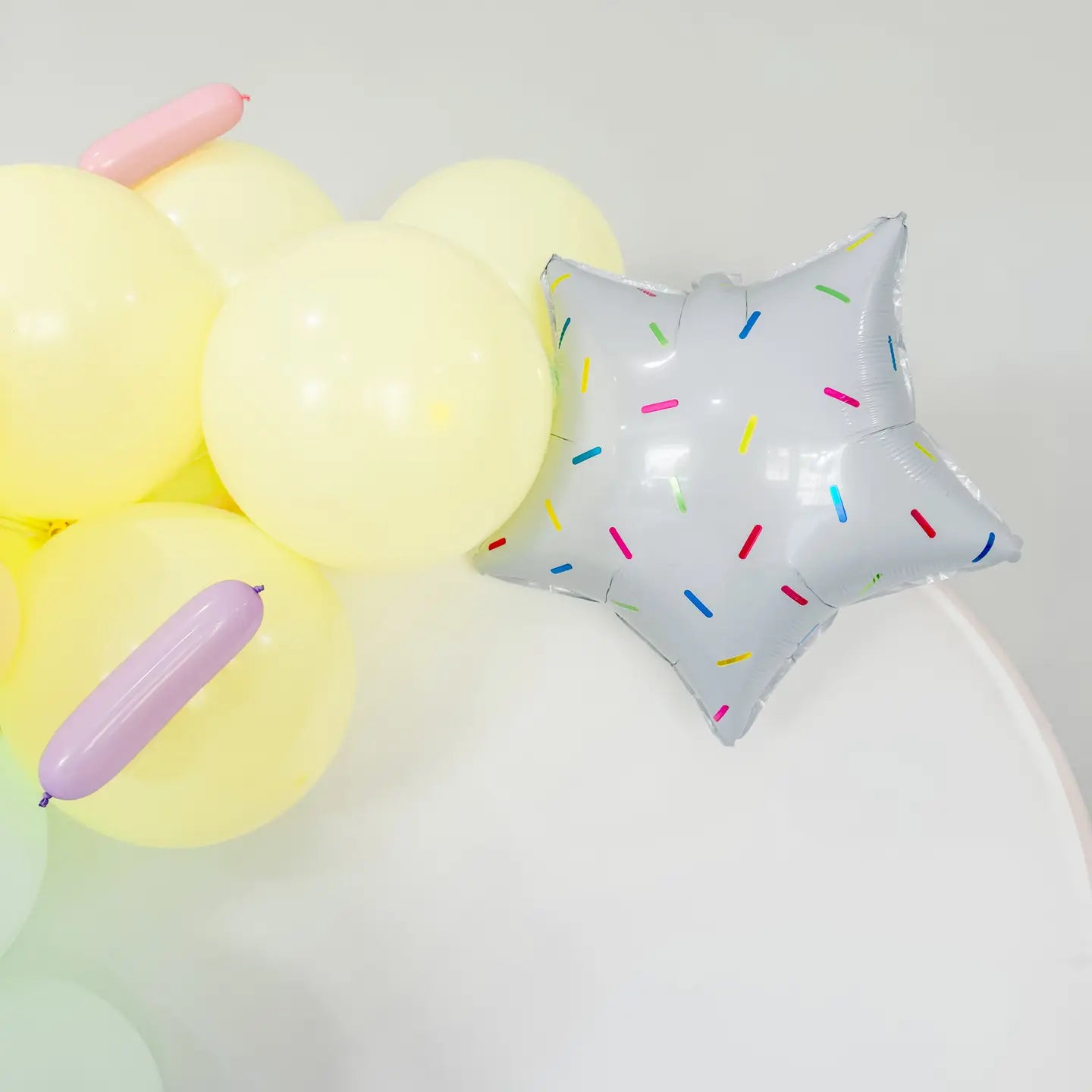 18" White Star with Sprinkles Mylar