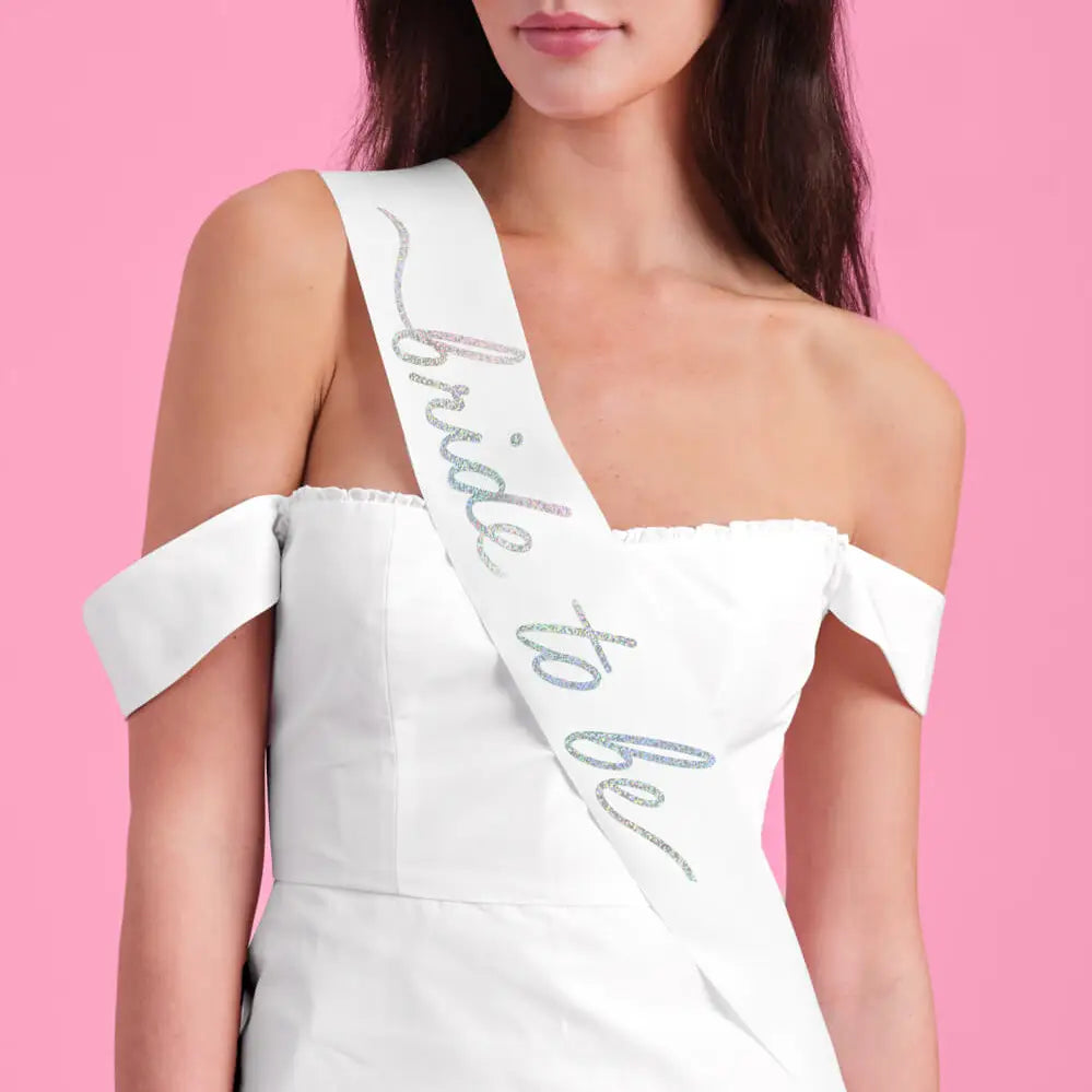 Iridescent Glitter Bride to Be Sash