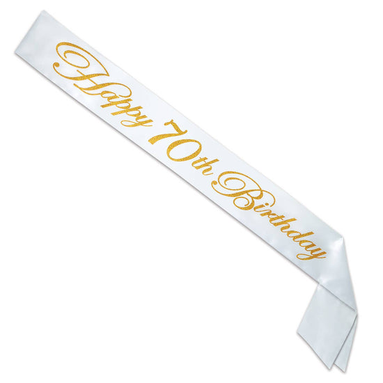 Glittered Happy Birthday Satin Sash