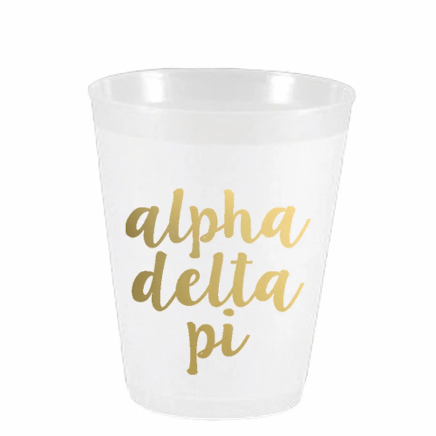 Gold Script Alpha Delta Pi Frosted Cup