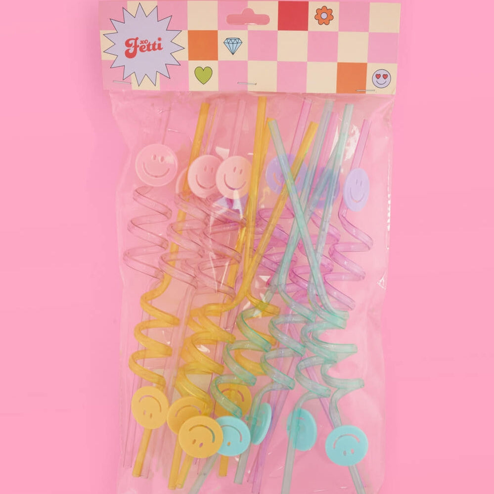 Reusable Pastel Smiley Straws