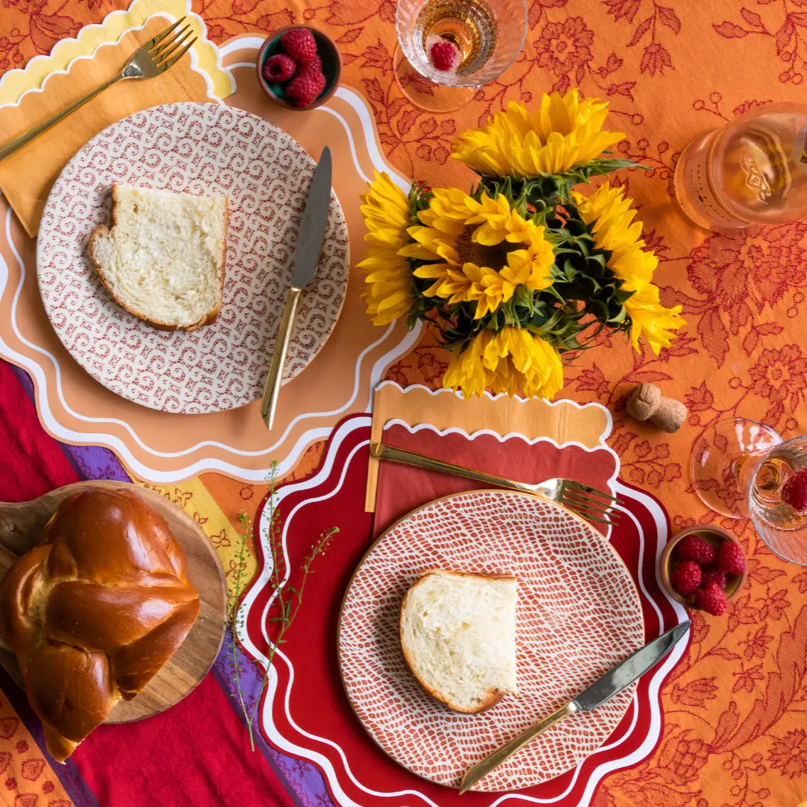 Red Wavy Scallop Placemats