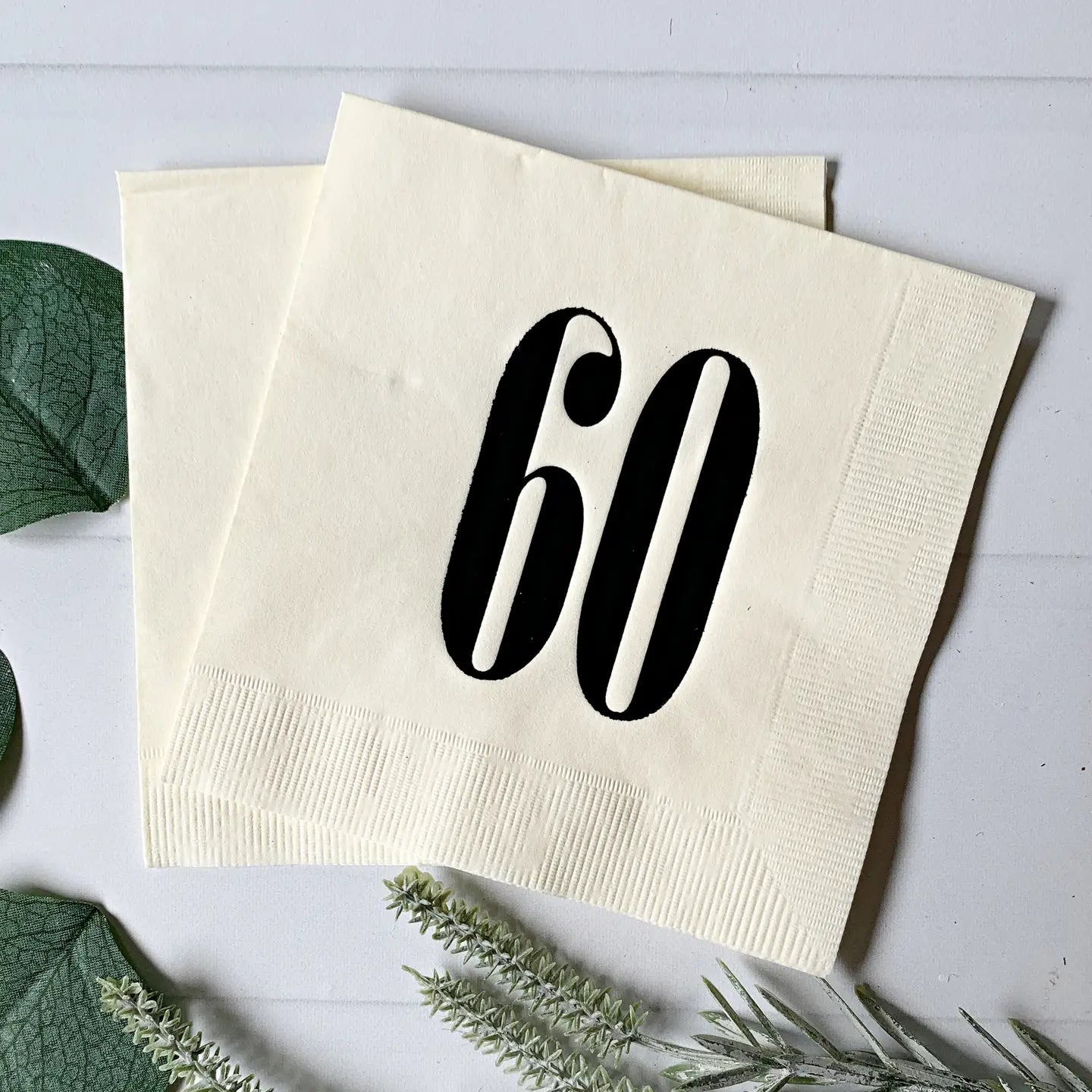 60 Cream & Black Napkins