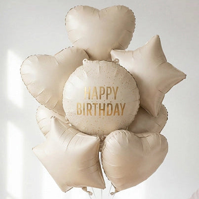 18" Cream and Gold Birthday Mylar