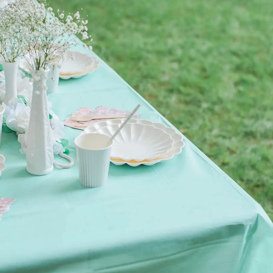 Ecofriendly Pastel Mint Disposable Tablecloth