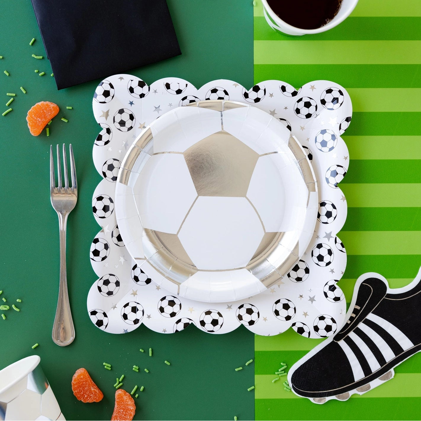 Green Stripe Soccer Table Runner