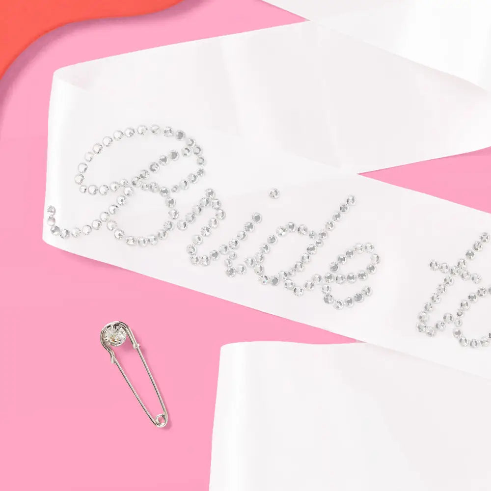 Rhinestone Bride To Be White Sash