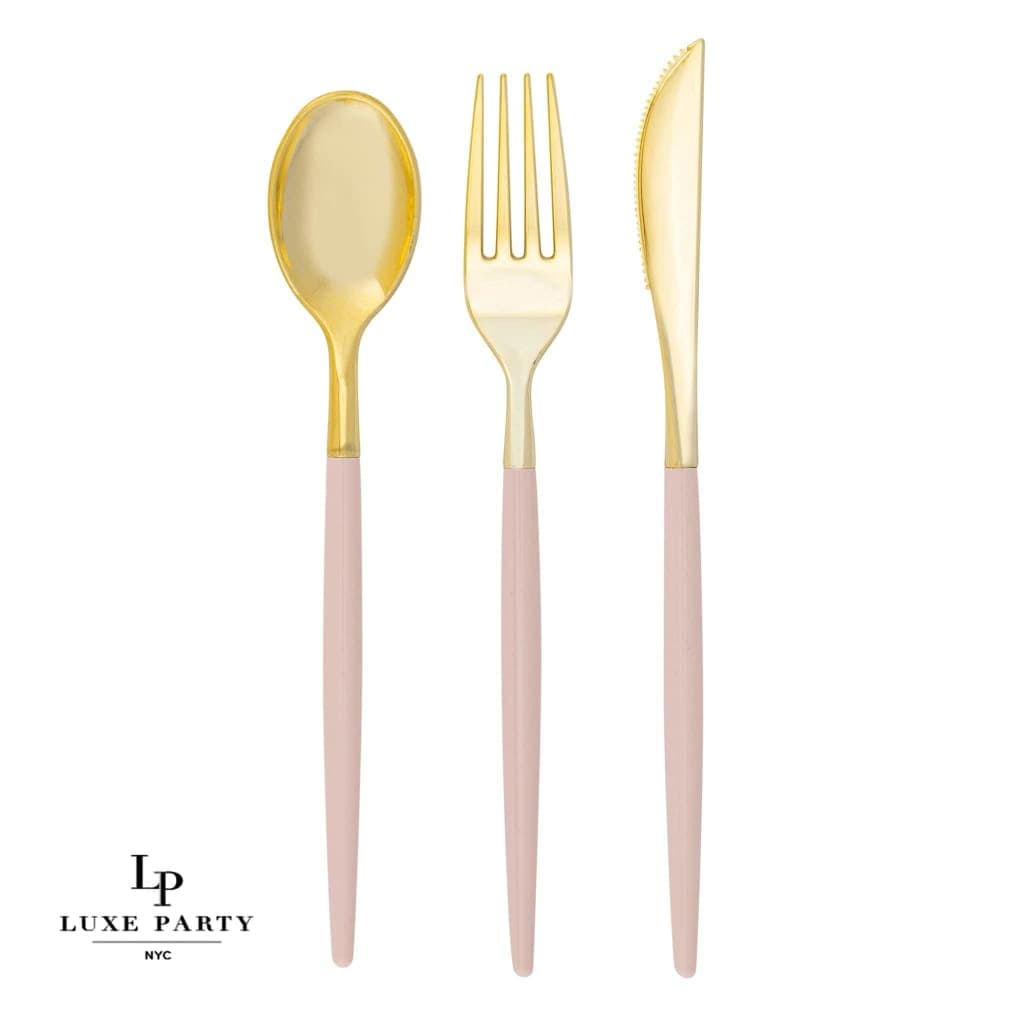 Blush and Gold Plastic Cutlery Set