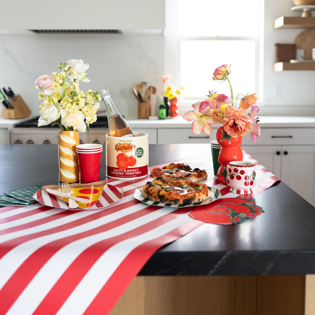 Cherry Red Stripe Table Runner