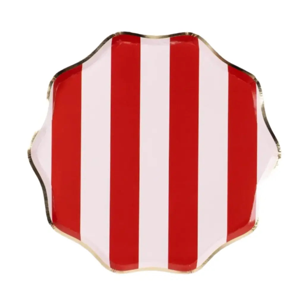 Red and Pink Stripe Dessert Plates