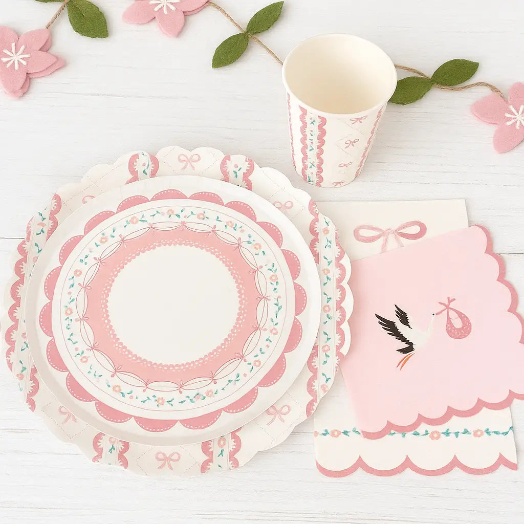 Pink Baby Shower Stork Napkins