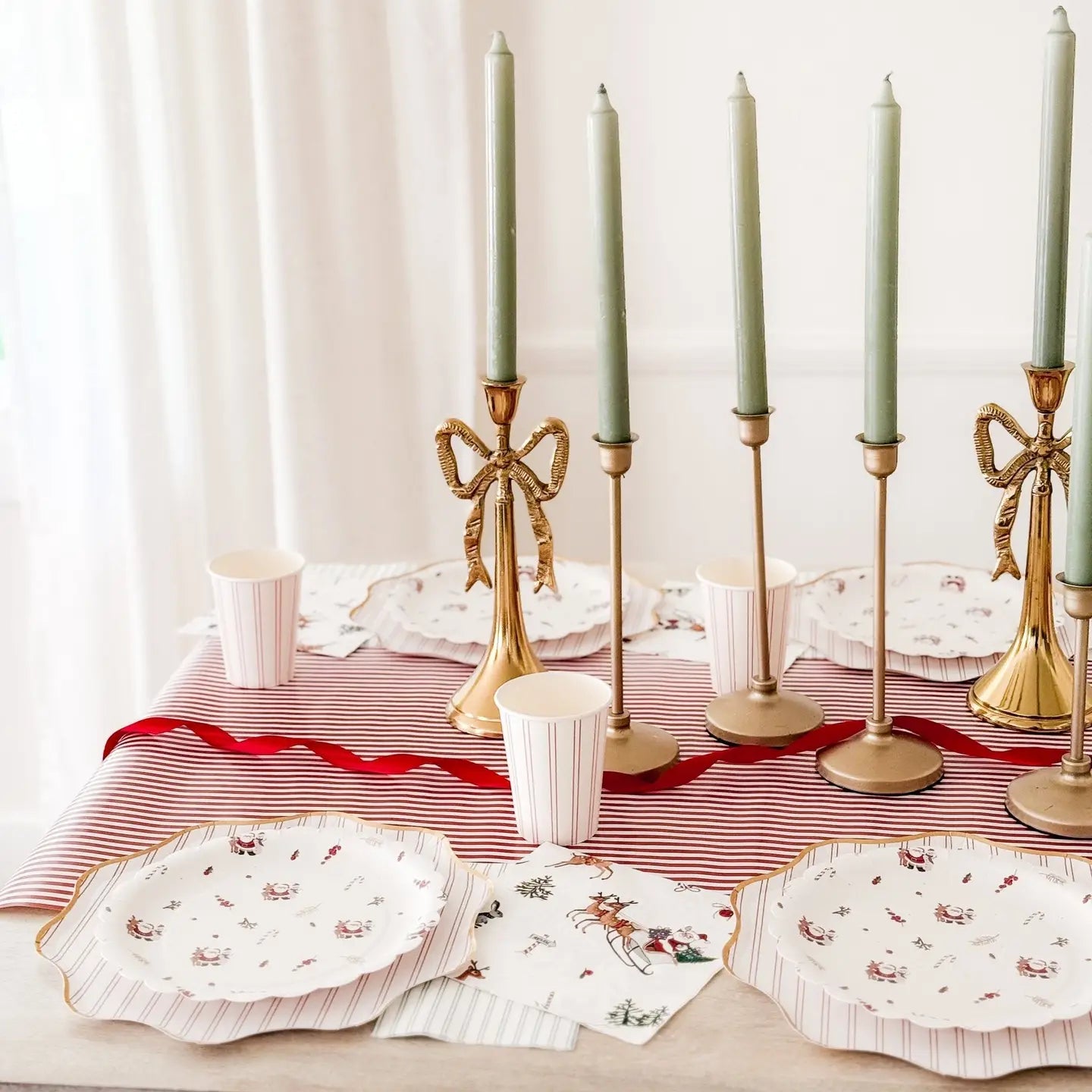 Red Skinny Stripes Table Runner