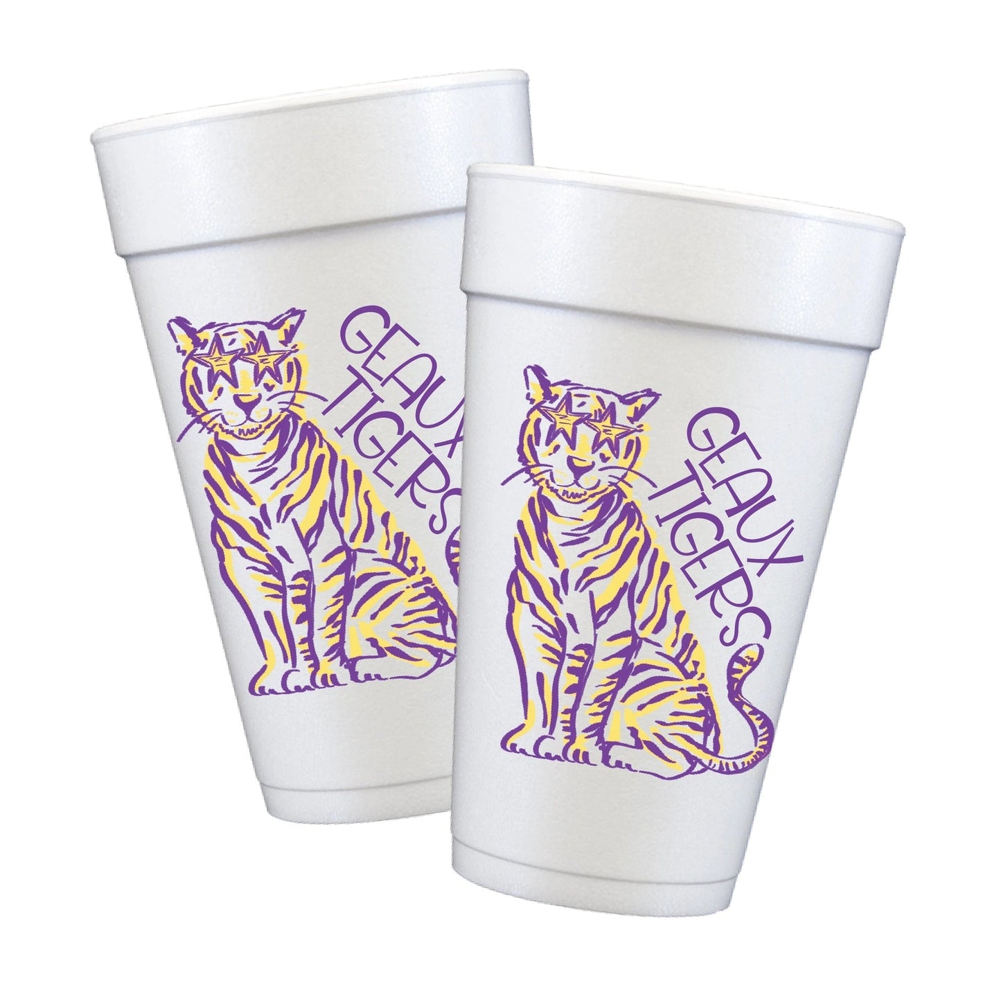 Purple & Gold Tiger Foam Cups