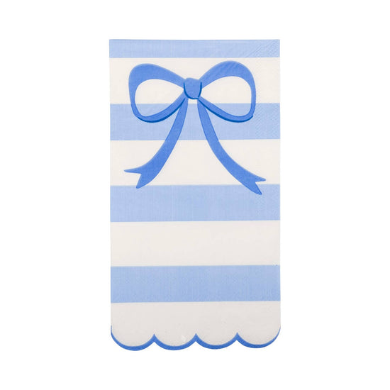 Blue Stripe Bow Scallop Guest Napkin