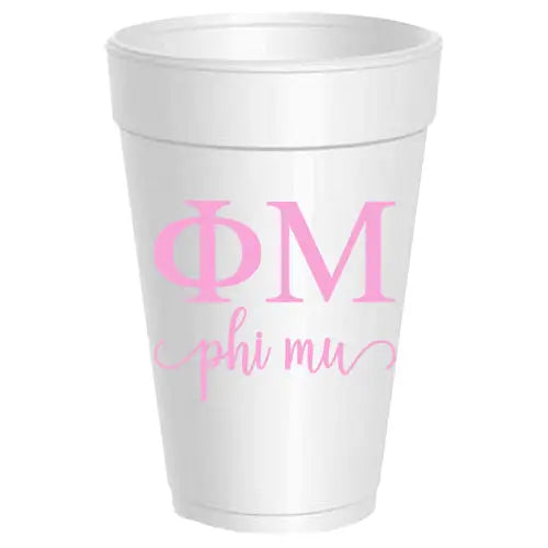 Phi Mu Letters Foam Cups
