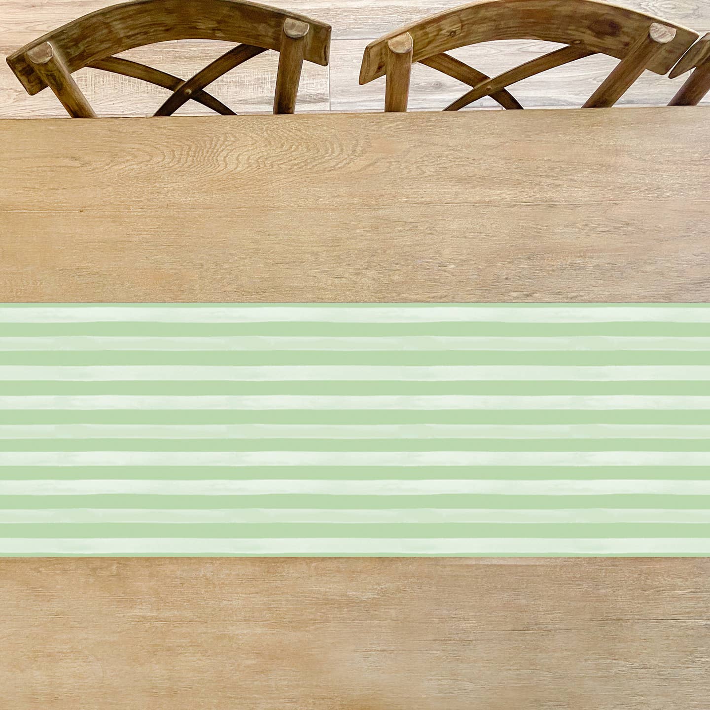 Garden Green Stripe Table Runner