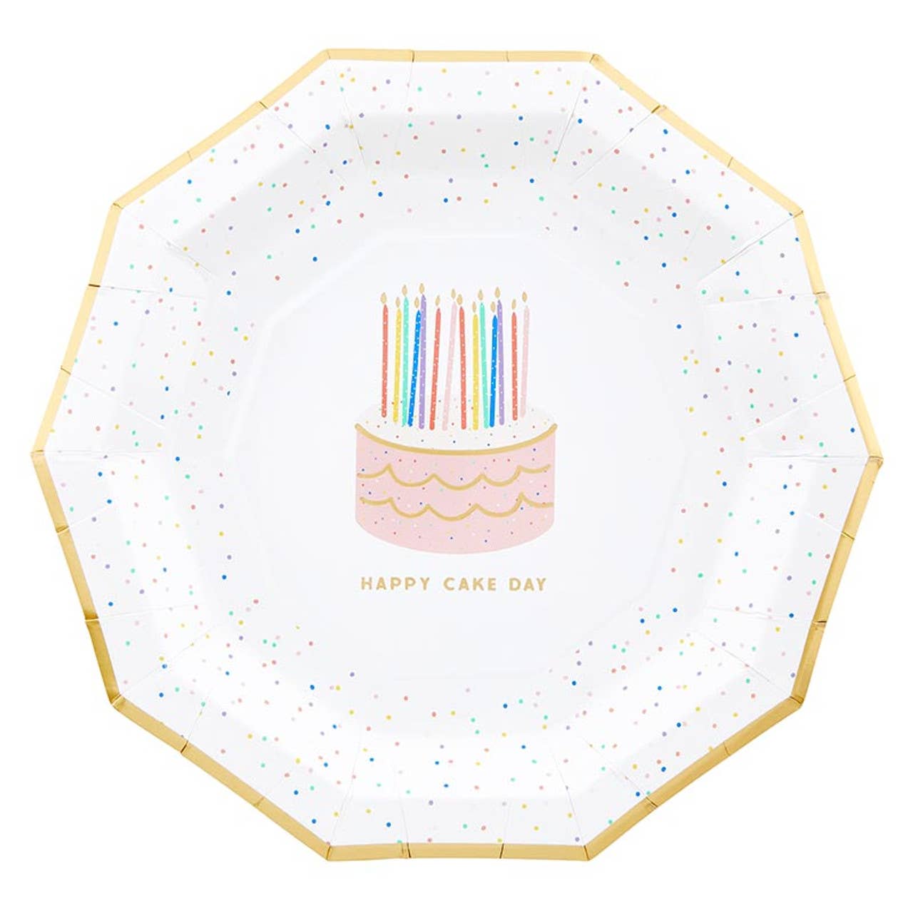 Decagon Paper Plates - Happy Cake Day
