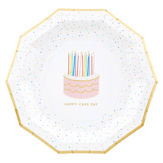 Decagon Paper Plates - Happy Cake Day