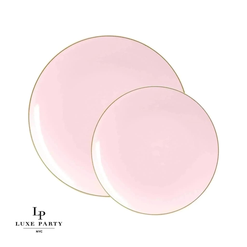 Blush and Gold Round Plastic Salad Plates