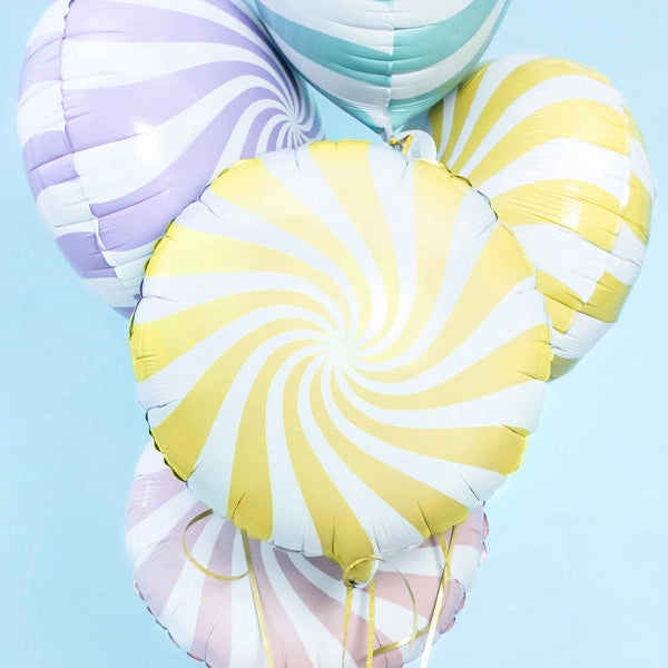 18" Light Yellow Swirl Candy Mylar