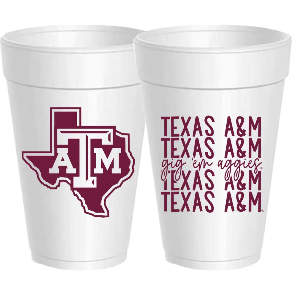 Texas A&M Foam Cups
