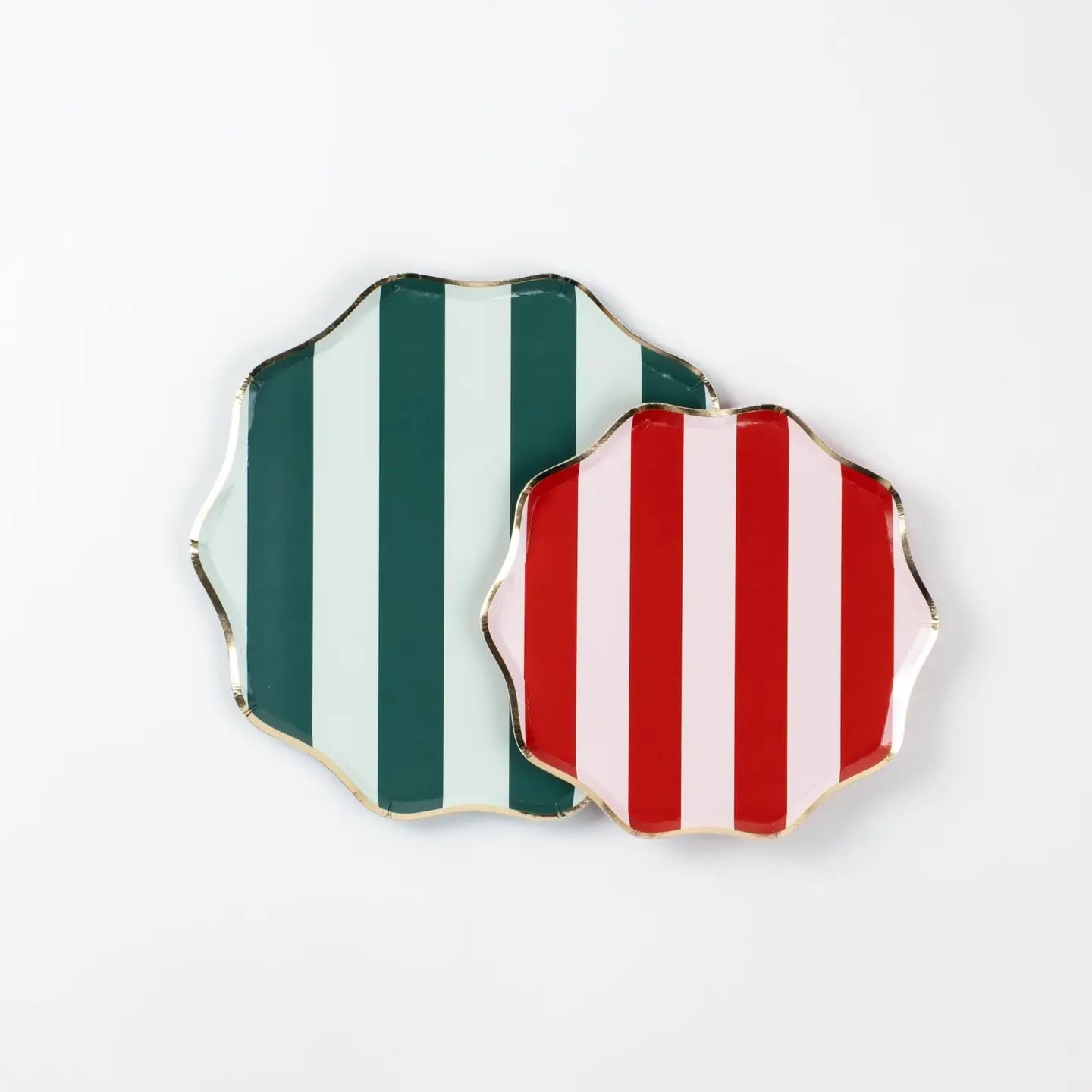 Red and Pink Stripe Dessert Plates