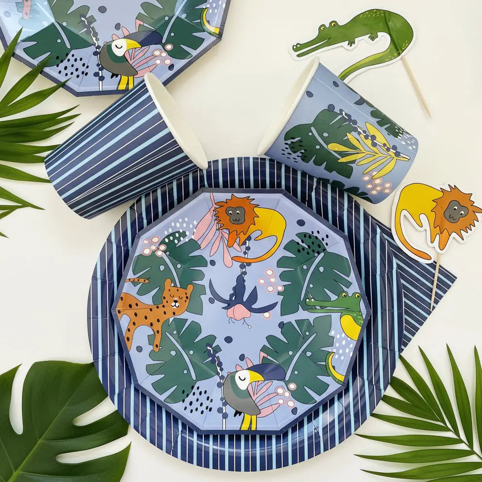 Navy Blue Fine Stripe Plates
