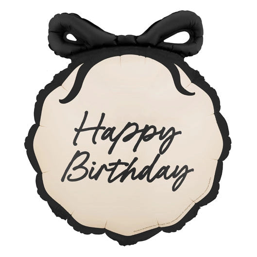 18" Black Bow Happy Birthday Mylar