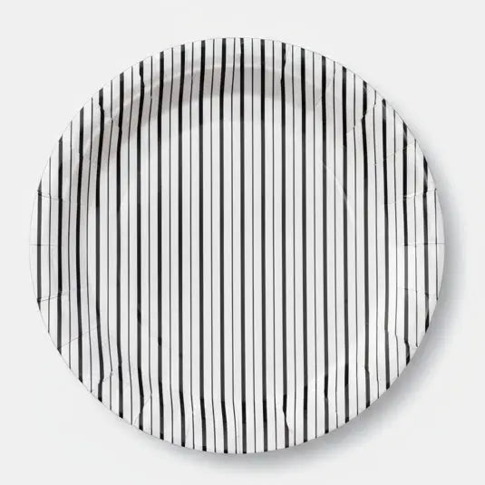 Black and White Fine Stripe Plates