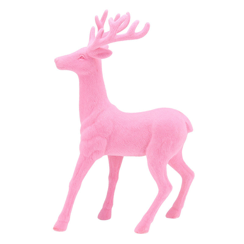 18" Pink Standing Flocked Deer