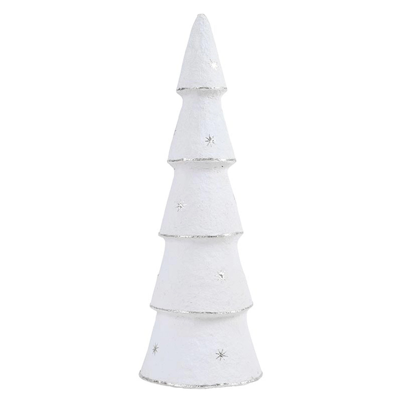 White and Silver Paper Mache Tree Set