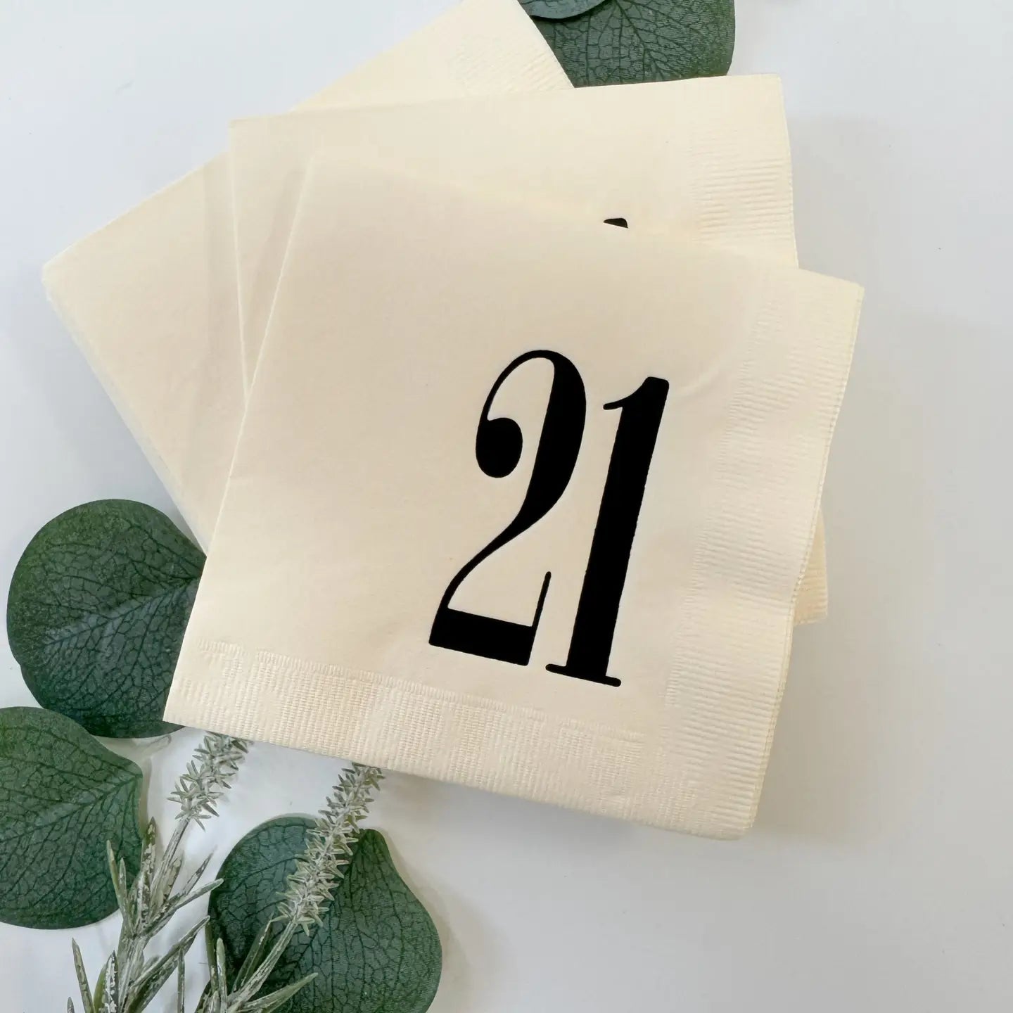21 Cream & Black Napkins