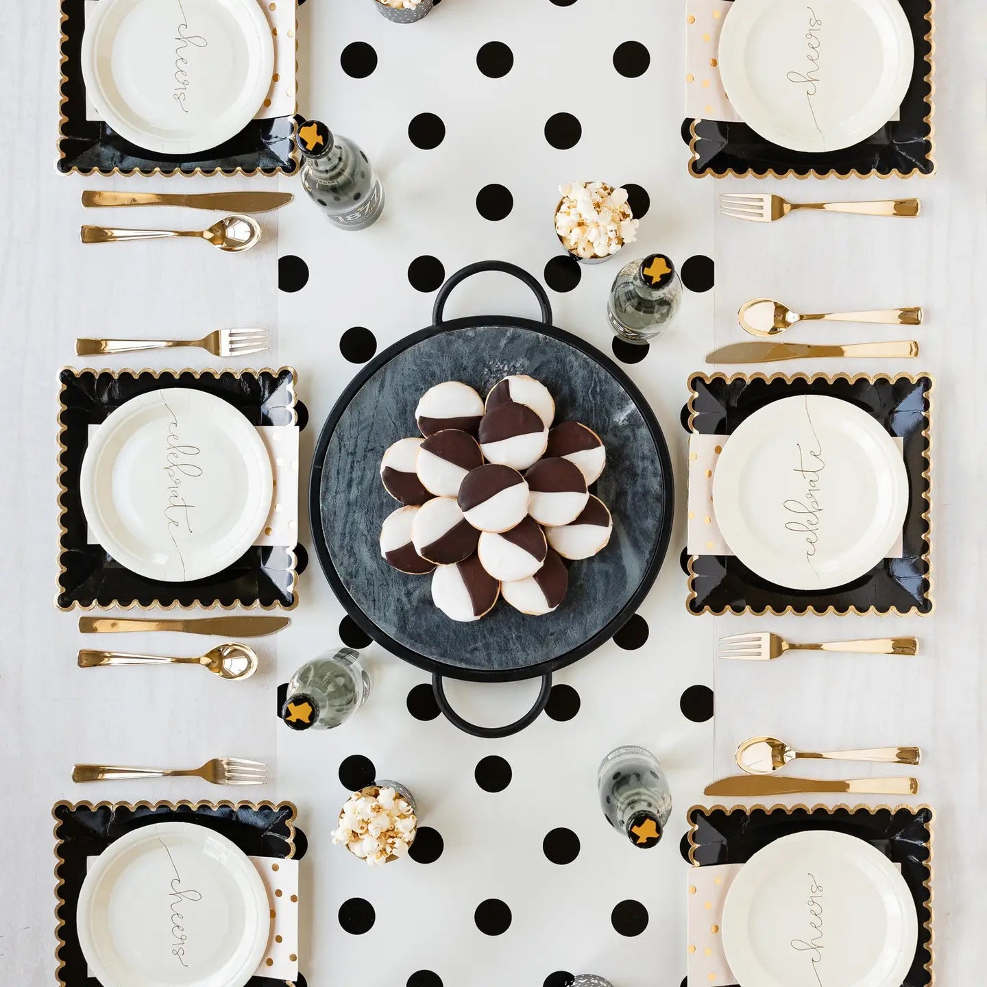 Cream with Black Dots Table Runner