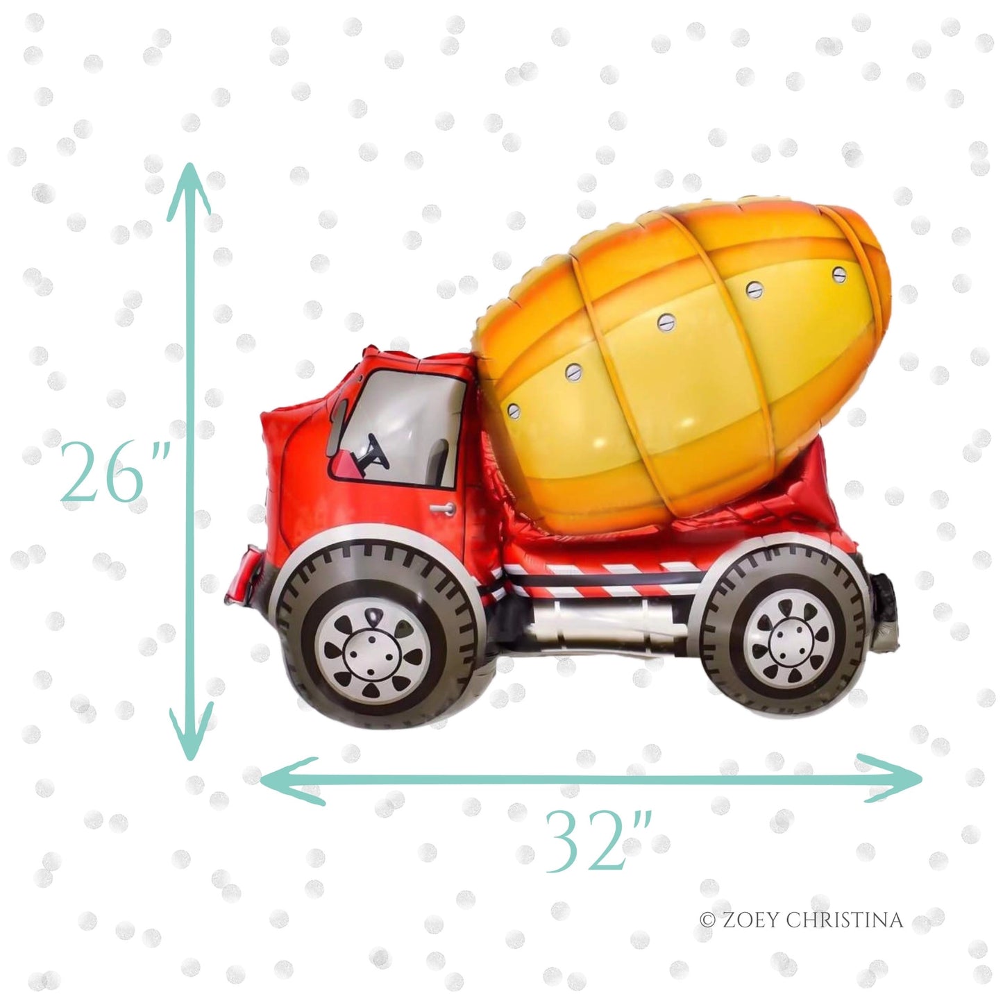 32" Cement Truck Construction Mylar