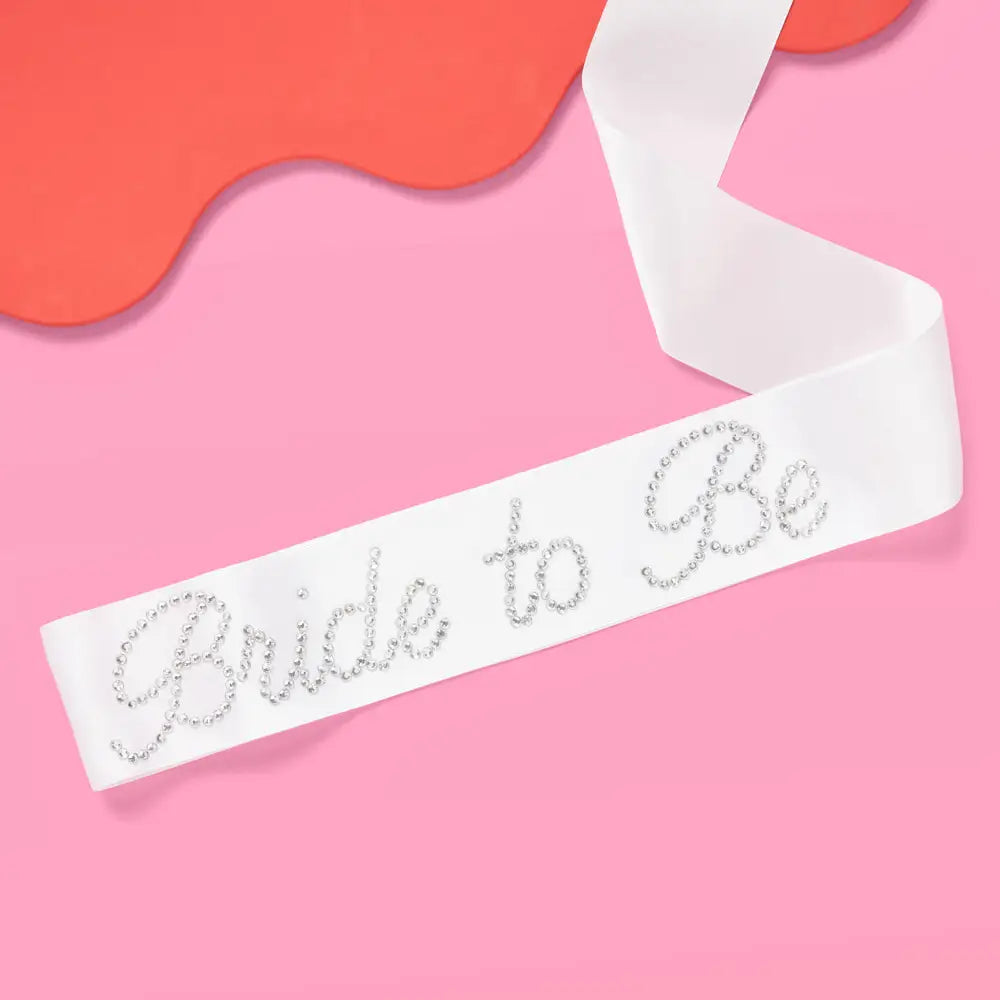 Rhinestone Bride To Be White Sash