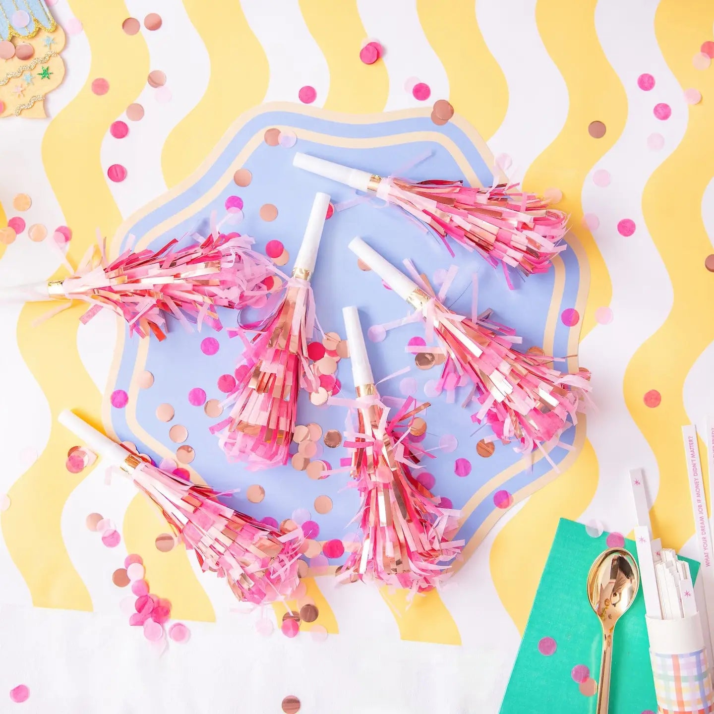 Pop of Pink Confetti Party Blowers
